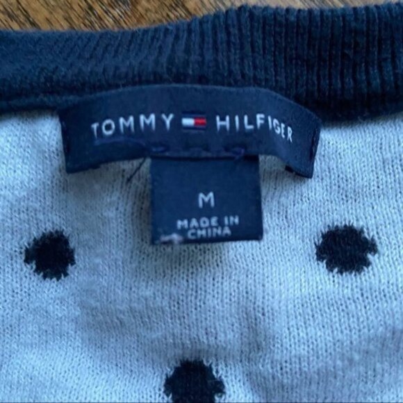 Tommy hilfinger polka dot cardigan blue and white size medium - Picture 6 of 6